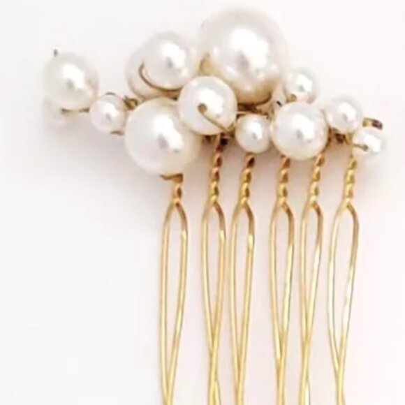 [SOLD] Twigs & Honey Pearl Bubbles Hair Combs and Pins, Set of 5 - Picture 5 of 7